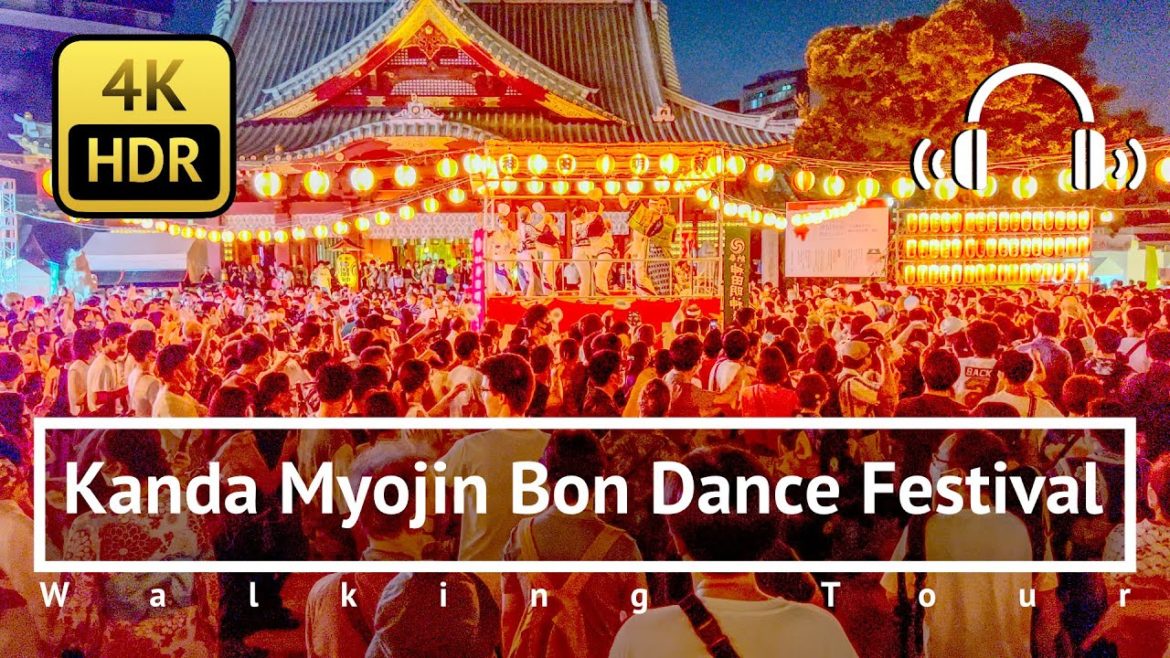 Night Akihabara to Kanda Myojin Bon Dance Festival Walking Tour - Tokyo Japan [4K/HDR/Binaural]