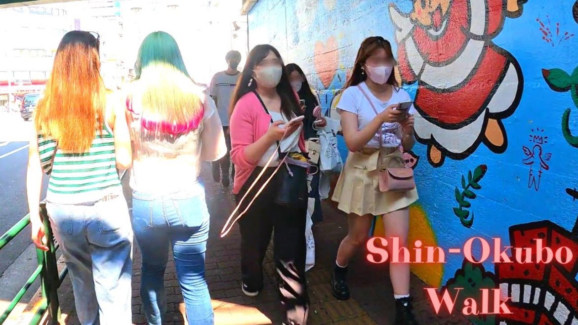 Shin-Okubo Tokyo in Japan walking tour.【4K ASMR】7.2022