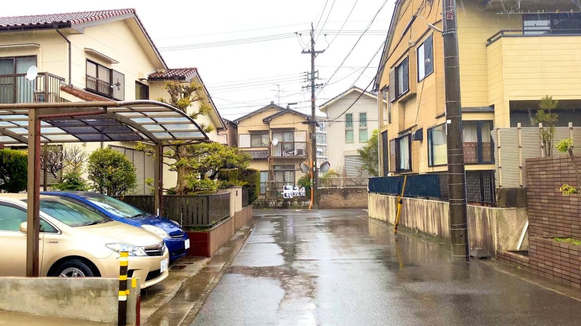 【4K】Heavy Rain Walking Tour in Japan - Relaxing Rain Sounds For Sleep #ASMR