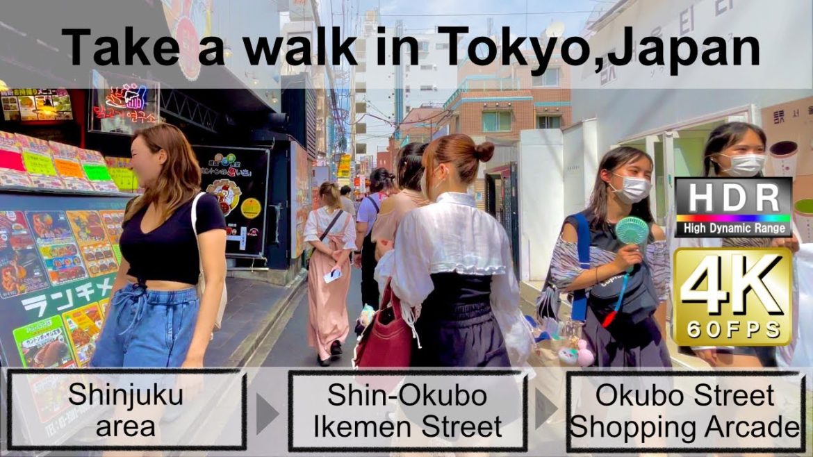 4K 60fps HDR// Take a walk in Tokyo, Japan,Shinjuku Area→Shin-Okubo Ikemen Street→Okubo Street