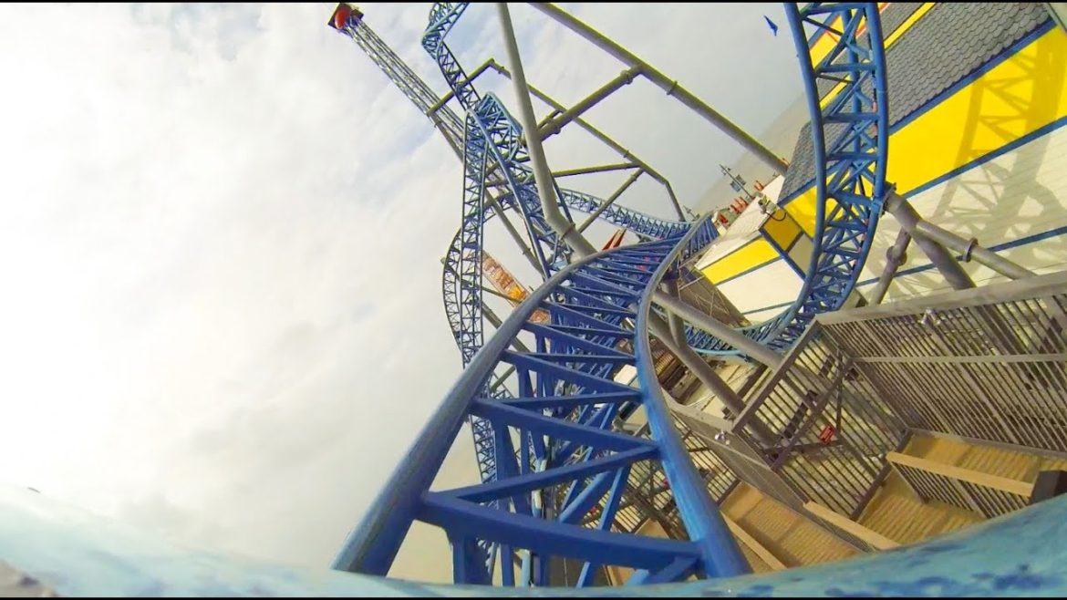 Iron Shark Roller Coaster POV Galveston Island Historic Pleasure Pier