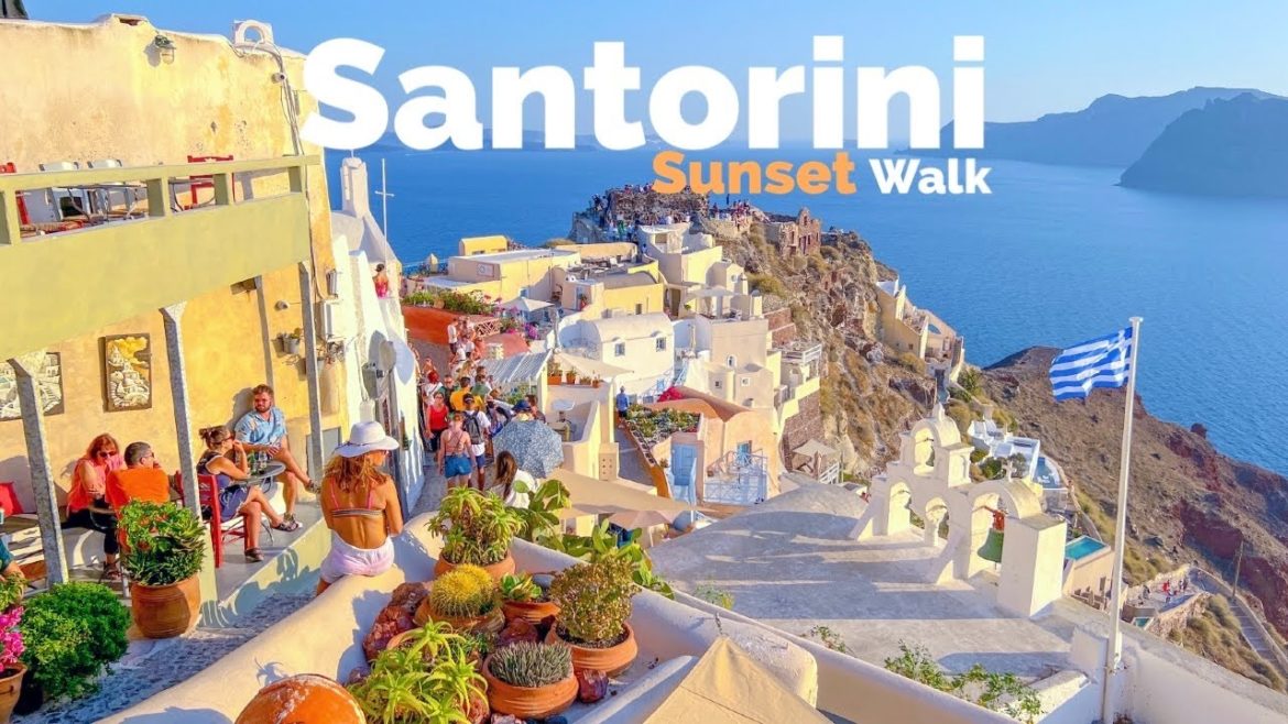 Santorini, Greece 🇬🇷 - September 2022 - 4K HDR Sunset Walking Tour  (▶49min)