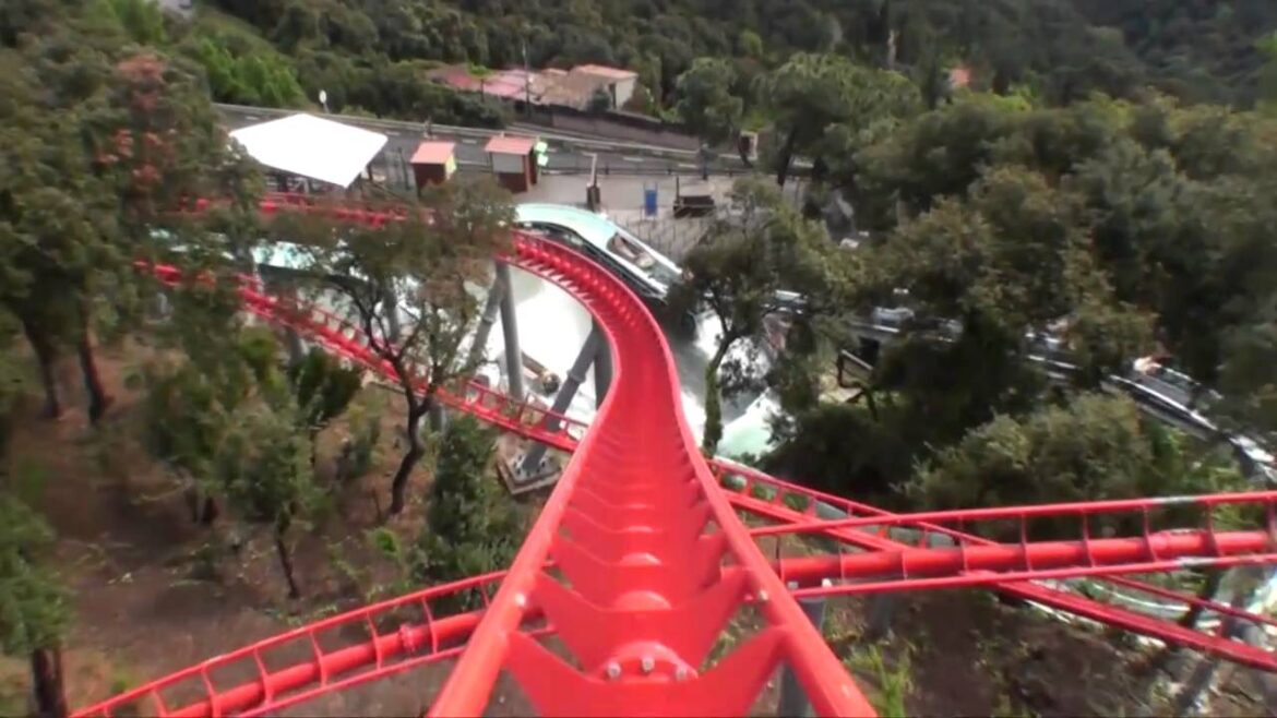 Muntanya Russa Roller Coaster Front Seat POV Onride Tibidabo Barcelona Spain