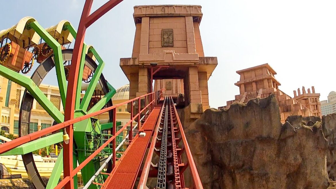 Weird "Mine Train" Themed Roller Coaster! Sunway Lagoon Malaysia Front Seat Onride POV