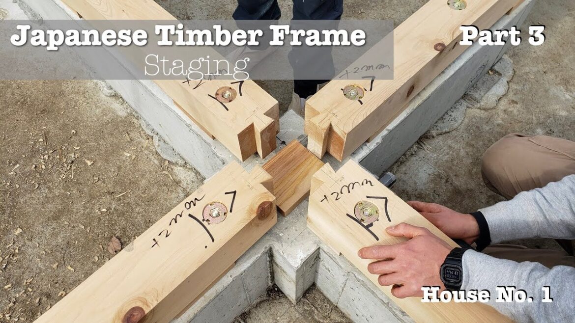 Staging - Japanese Joinery Timber Frame Construction - House No. 1 - Part 3 in Hayama, Japan