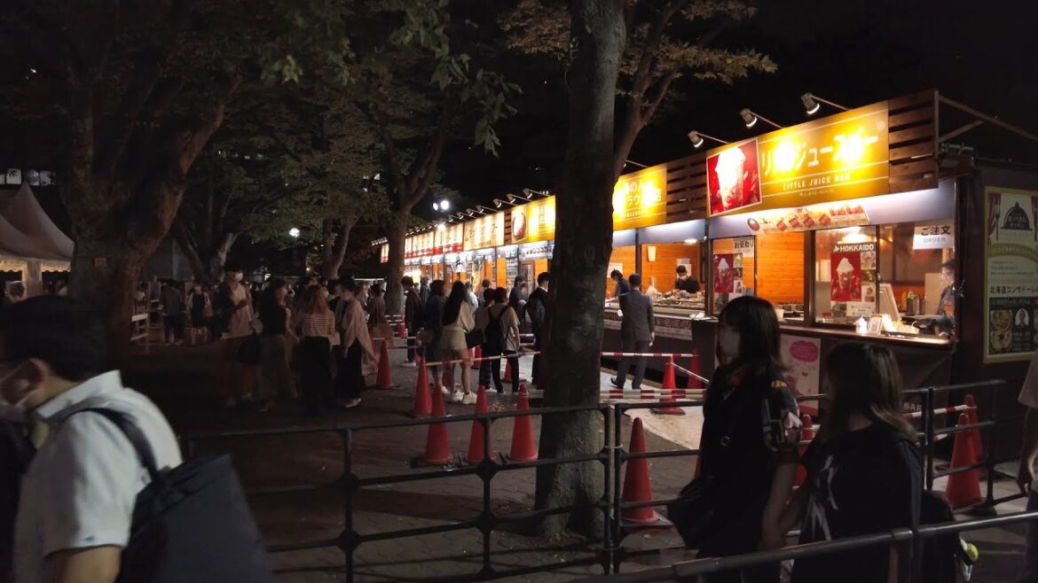 【4K】さっぽろオータムフェスト2022 日本 北海道 札幌 中央区 大通公園 夜 散策【Binaural Audio】