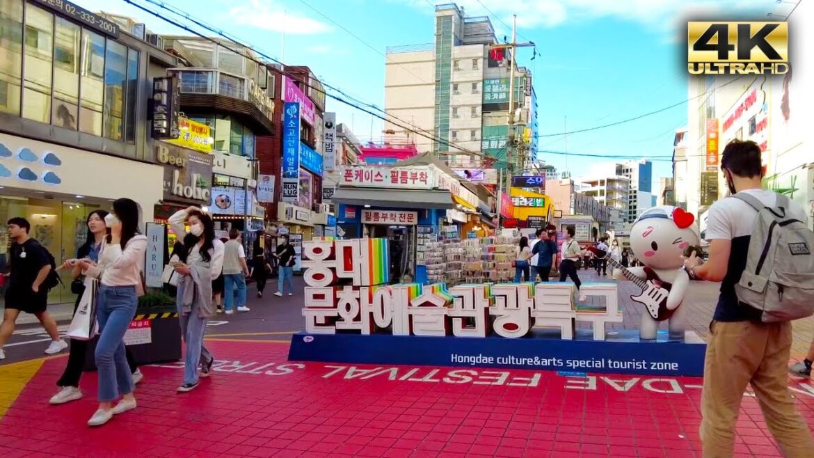 [4K HDR] Hongdae Street Walking Tour in Korea | Today’s Hot spots in Seoul Korea