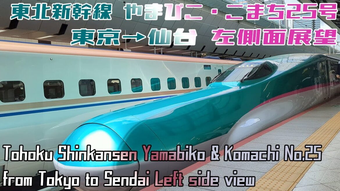 [4K 60fps]東北新幹線 はやぶさ・こまち25号 東京→仙台 / Shinkansen Yamabiko & Komachi 25 from Tokyo to Sendai[Left side]