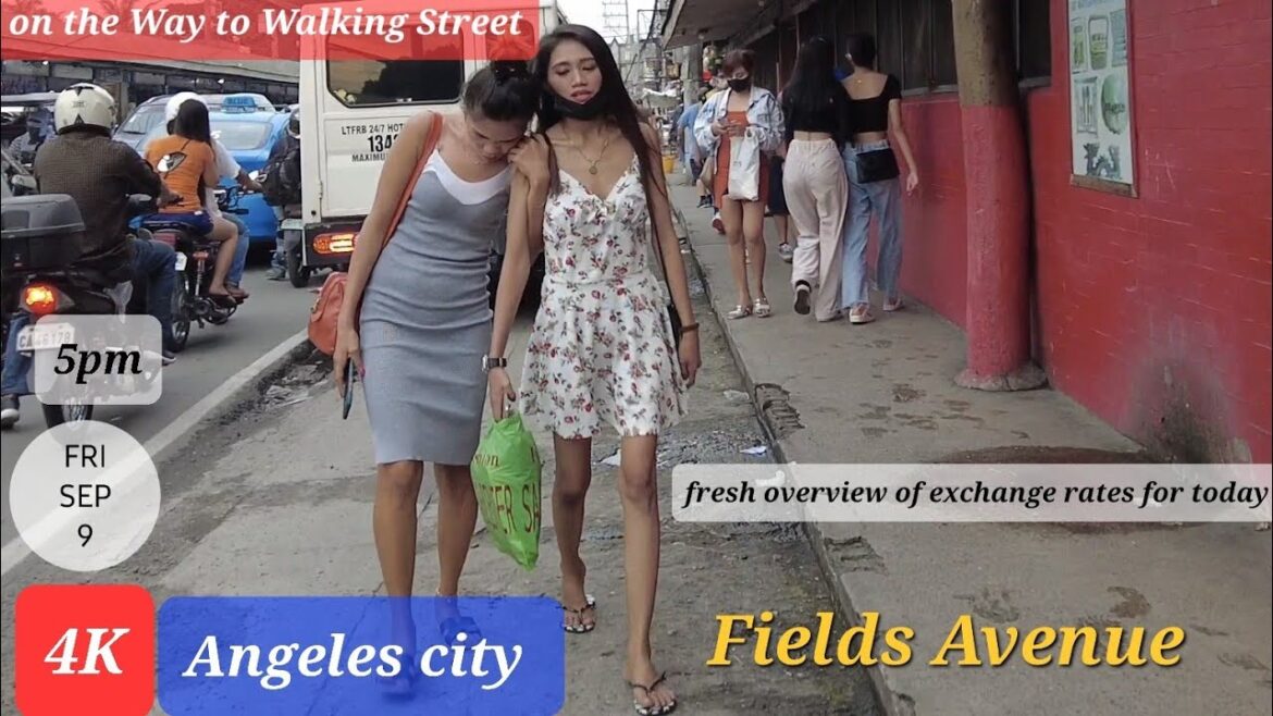 On the Way to Walking Street. Fields Avenue with Fresh Exchange Rates for Today. Angeles city Now.