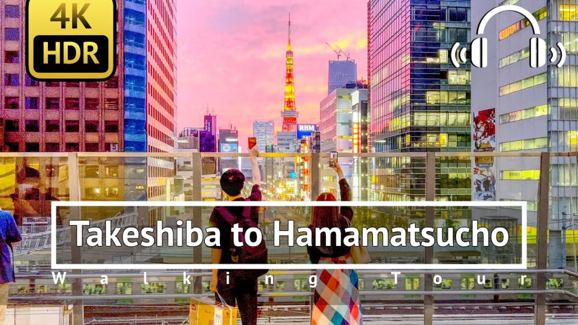 [4K/HDR/Binaural] Takeshiba to Hamamatsucho & Tokyo Tower Walking Tour - Tokyo Japan
