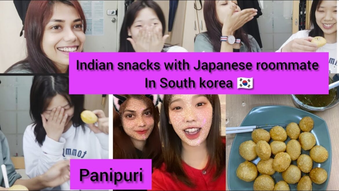 인도 과자 | Indian snacks with Japanese roommate | Very Funny 🤣| Panipuri eating | South korea 🇰🇷|
