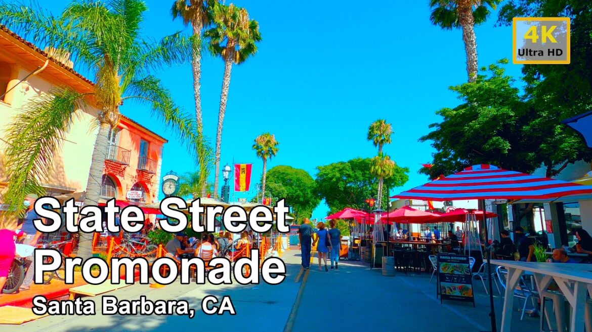 Walking Tour During Pandemic - State Street Promenade - Downtown Santa Barbara『4K』