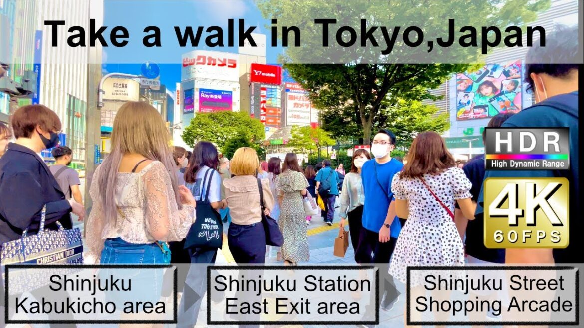 4K 60fps HDR// Take a walk in Tokyo, Japan,Shinjuku Kabukicho area→Shinjuku East area→Shinjuku St.