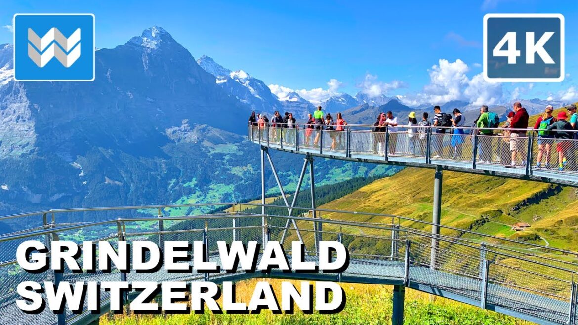 [4K] First Cliff Walk in Grindelwald Switzerland 🇨🇭 2022 Thrill Walking Tour & Travel Guide 🎧