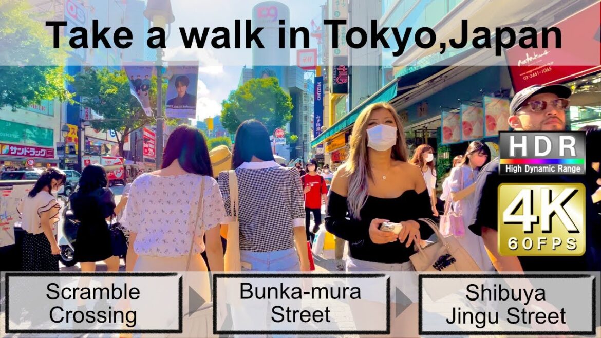 4K 60fps HDR// Take a walk in Tokyo, Japan,Shibuya Scramble Crossing→Bunka-mura Street→Jungu Street
