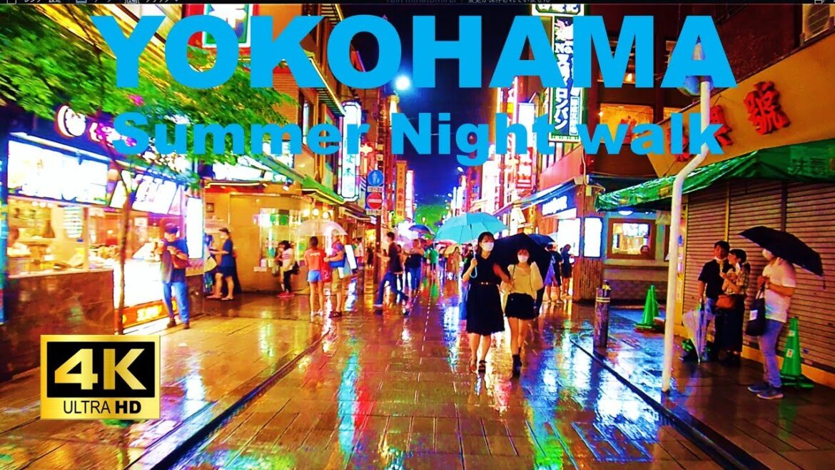 【4K】Yokohama Walking Tour - Typhoon approaching Yokohama Chinatown