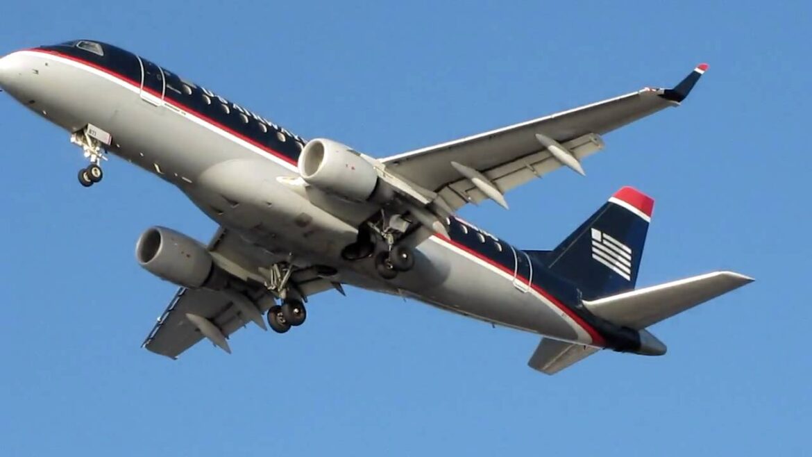 US Airways Express Embraer ERJ-175 On Approach To Boston - January 16, 2010