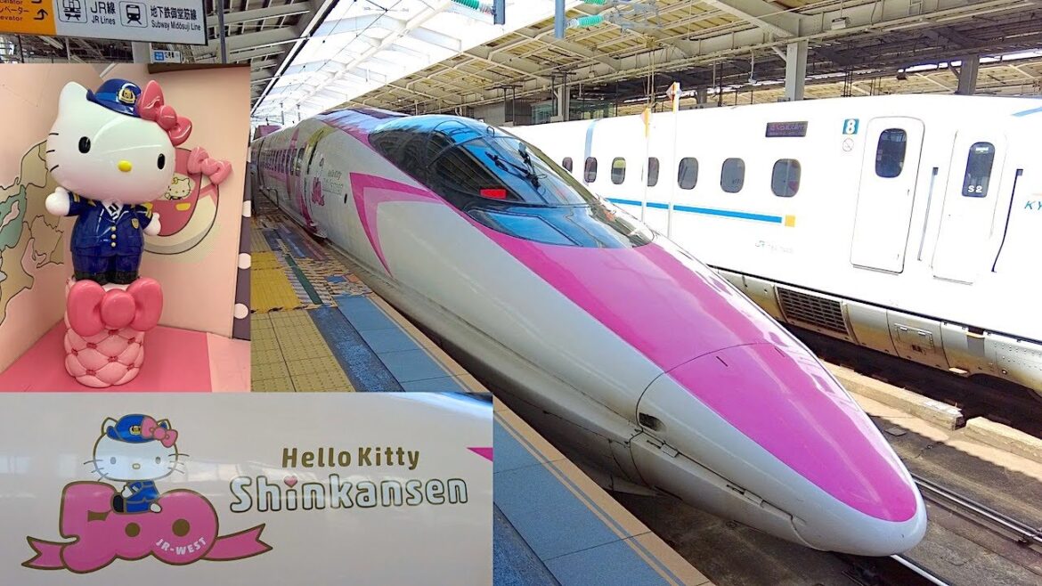Hello Kitty Shinkansen (bullet train) from Shin-Osaka to Hakata station & the view from the window Hello Kitty Shinkansen (bullet train) from Shin-Osaka to Hakata station & the view from the window