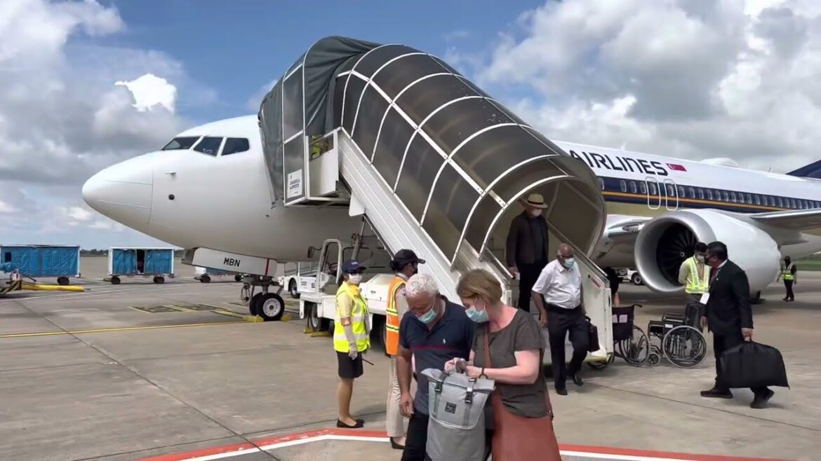 Siem Reap Cambodia Airport Landing the only Plane That Morning Singapore Airlines Siem Reap Cambodia Airport Landing the only Plane That Morning Singapore Airlines