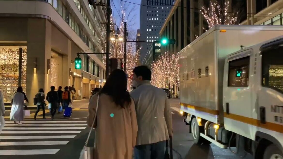 Amazing Tokyo Japan Evening Walking Tour 4K