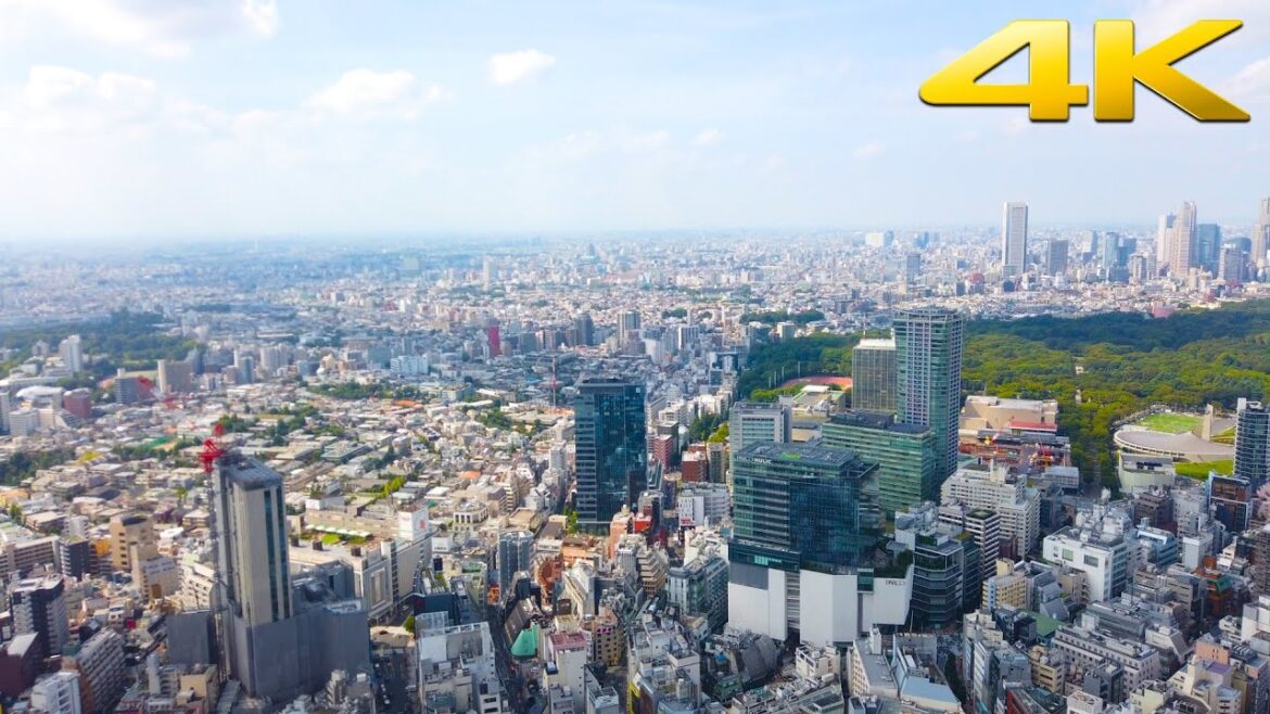 [4K 60FPS] Shibuya Sky, a 360º Open-Air Observation Deck with Panoramic Views of Tokyo, Japan