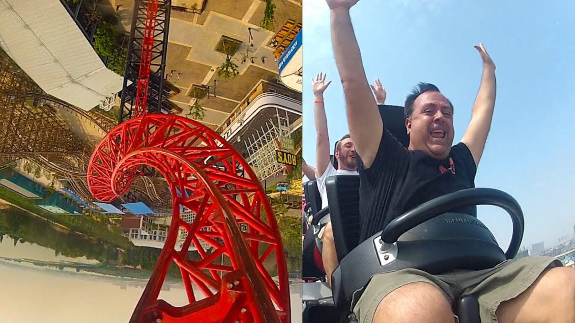 Riding Hidden Anaconda Roller Coaster at Happy Valley Amusement Park Multi Angle POV