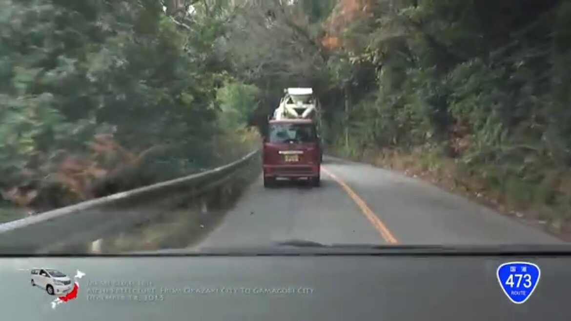 JAPAN Road Trip 2015-12-14 | Driving along Narrow Old Tunnel through the mountains of Toyokawa City