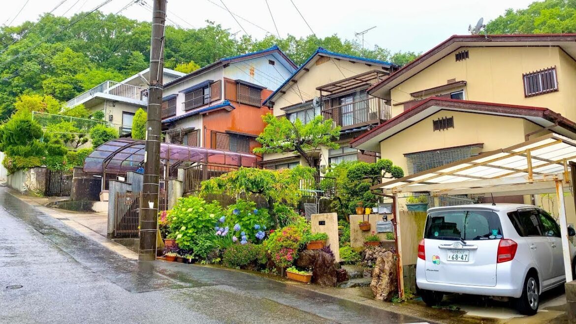 4K Japan Walk   Heavy Rainy Day   Modern Japanese Houses    Residential Walking Tour in Nagoya