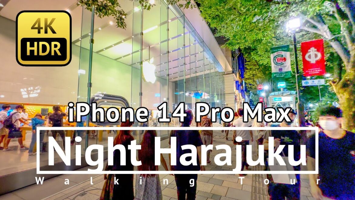 [ iPhone 14 Pro Max Test 3: Ultra Wide Lens ] Night Harajuku Walking Tour - Tokyo Japan [4K/HDR]