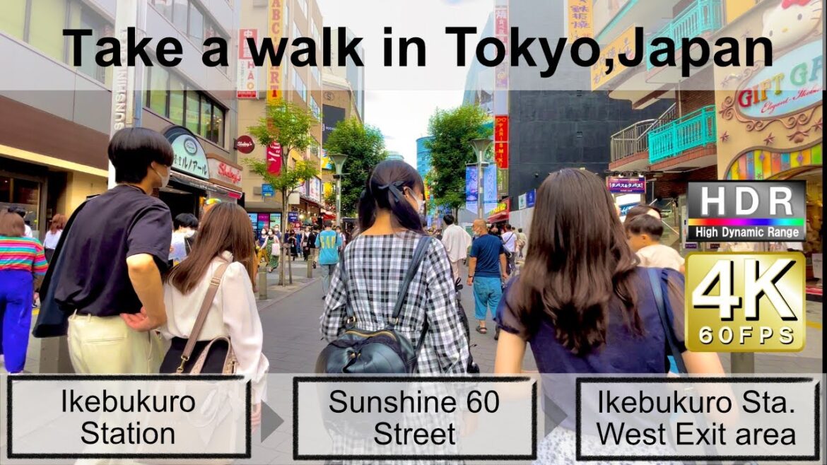 4K 60fps HDR// Take a walk in Tokyo, Japan, Ikebukuro Station→Sunshine 60 Street→Ikebukuro West Exit