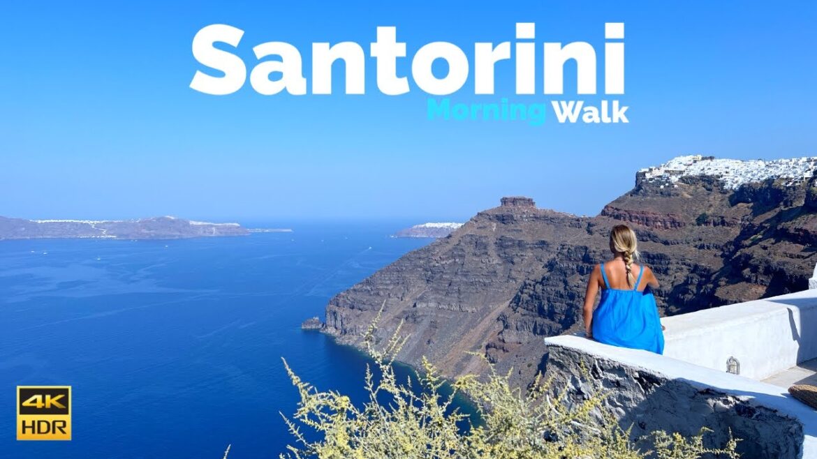 Santorini, Greece 🇬🇷 - September 2022 - 4K HDR Morning Walking Tour  (▶63min)