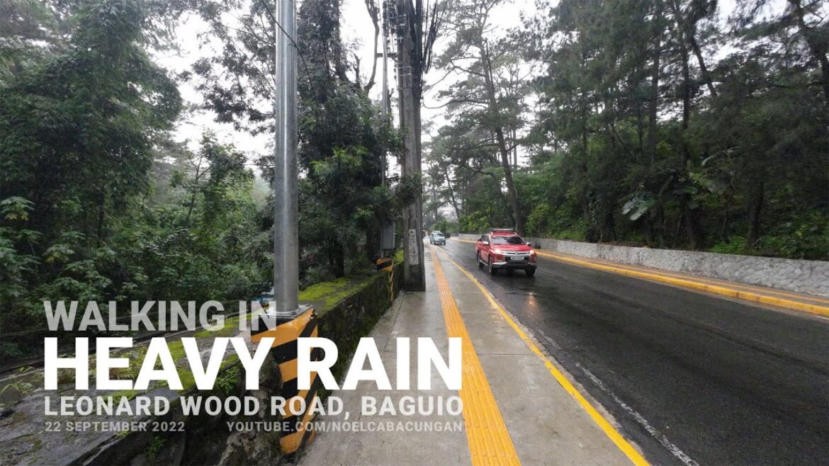 Walking in the Rain Along Leonard Wood Road (Teacher's Camp) in Baguio