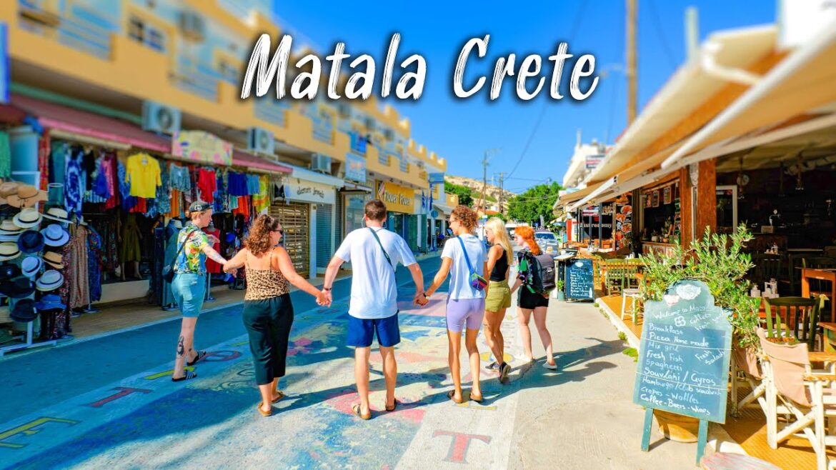 Matala Crete, walking tour 4K, Greece 2022
