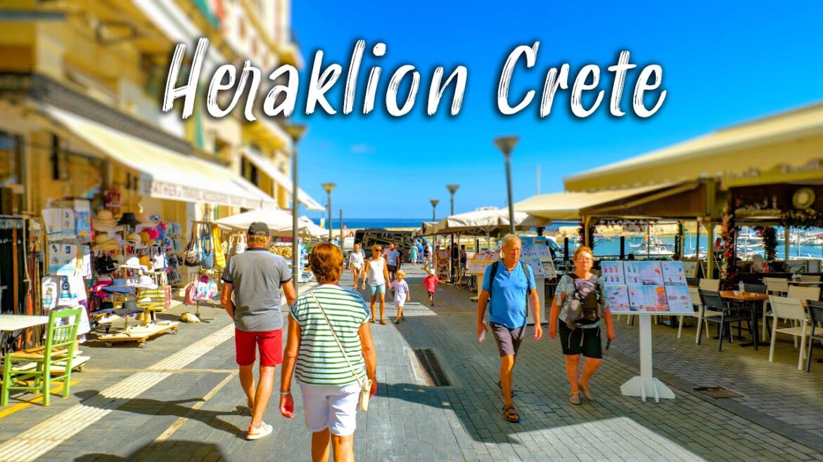 Heraklion Crete, walking tour 4k, Greece 2022