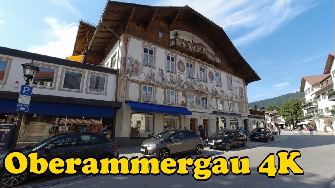 Oberammergau, Germany. Walking tour 4K.