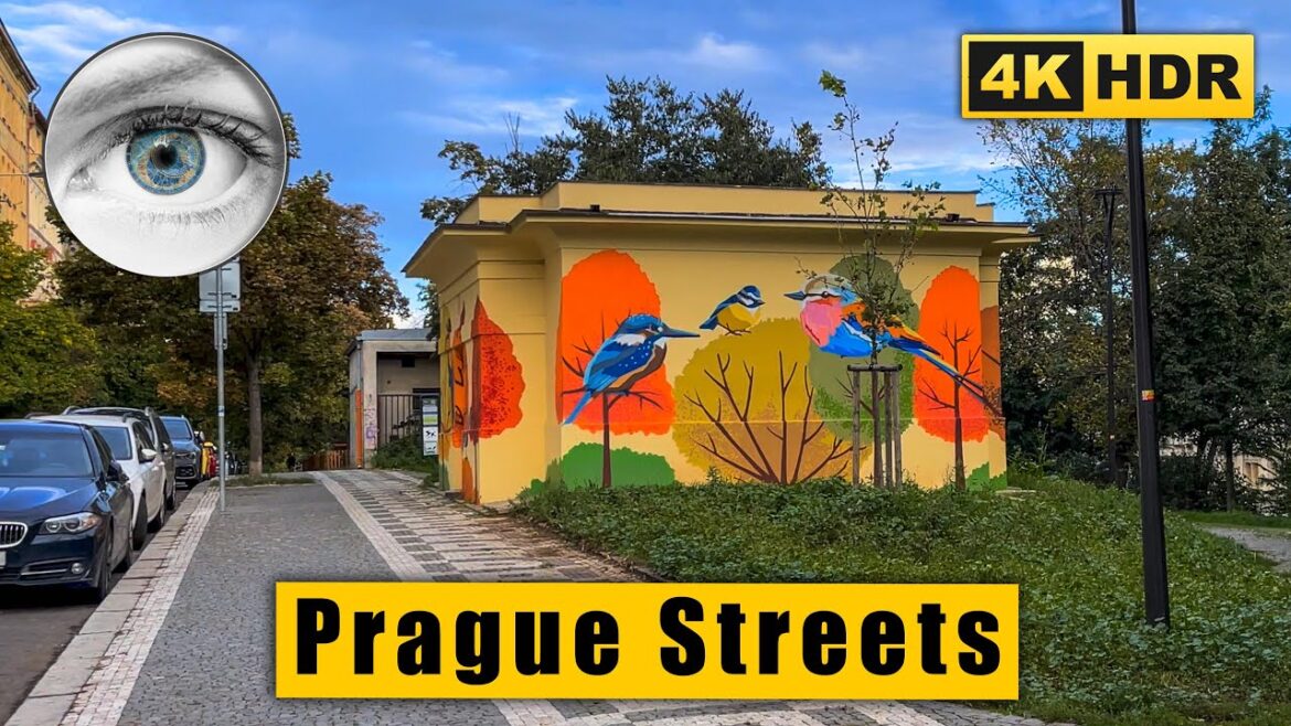 Prague streets 4k walk: Ječná st., Vinohrady,  Peace Square, Francouzská st. 🇨🇿 Czech Republic HDR