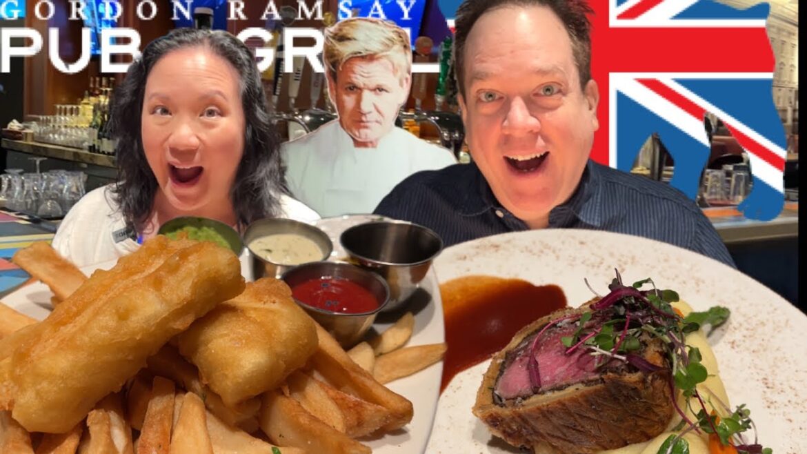 Las Vegas Gordon Ramsay Fish and Chips and Beef Wellington! British Royal Pub Food at Caesars Palace Las Vegas Gordon Ramsay Fish and Chips and Beef Wellington! British Royal Pub Food at Caesars Palace
