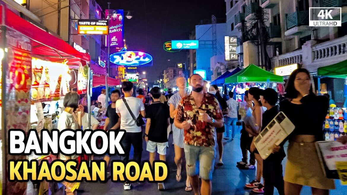 Bangkok Nightlife at Khaosan Road Walking Tour 2022 [4K]