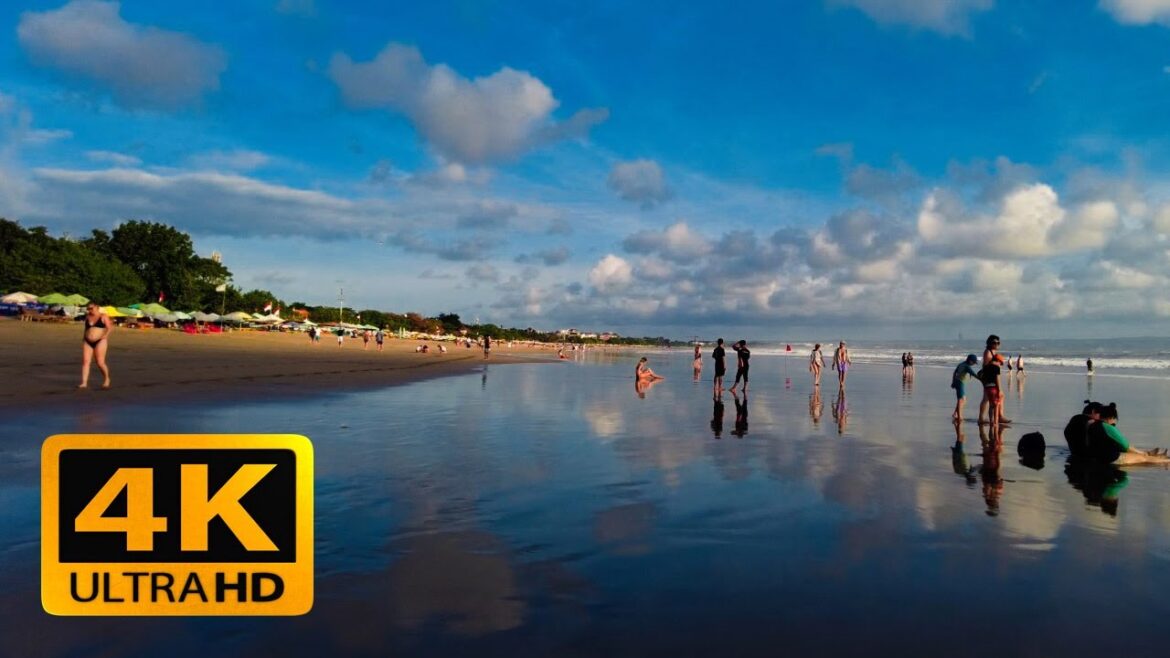 [Bali Beach Walk] Double Six Beach Walk During Sunset, Seminyak - Bali | 4K Travel
