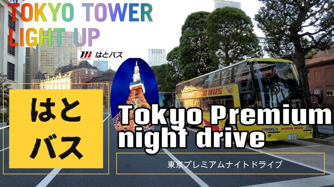 はとバス２階建てオープンバス】東京プレミアムナイトドライブ夜景の東京タワーHato Bus double-decker open bus]Tokyo Premium Night Drive