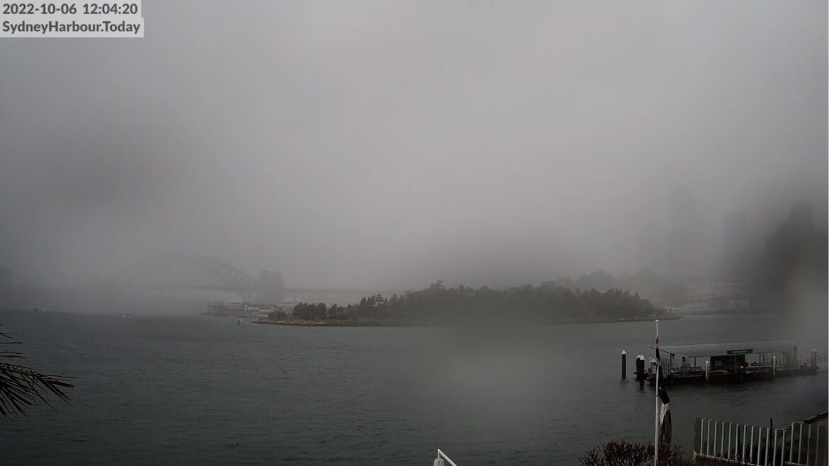 Stormy weather with heavy rain & wind. This is Sydney Harbour Bridge, Australia 6-10-2022