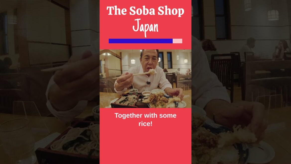 Eating Zaru Soba and Tendon (Shrimp tempura rice bowl) in Japan