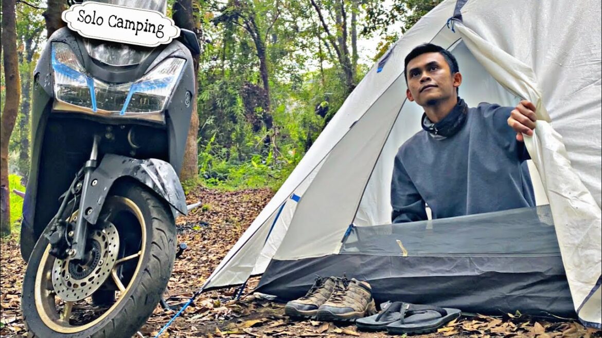 Solo Camping in Rain Alone with My Motorcycle Sleep Daytime in Rain Sounds