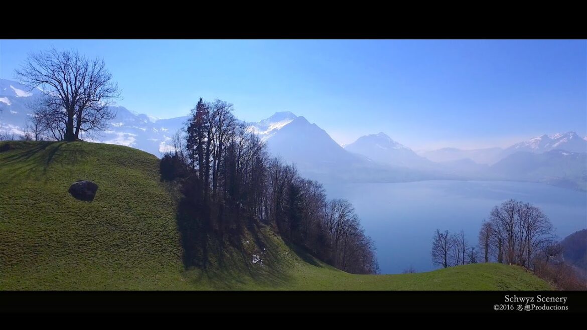 4K Lake Vierwaldstättersee, Schwyz  SWITZERLAND アルプス山脈
