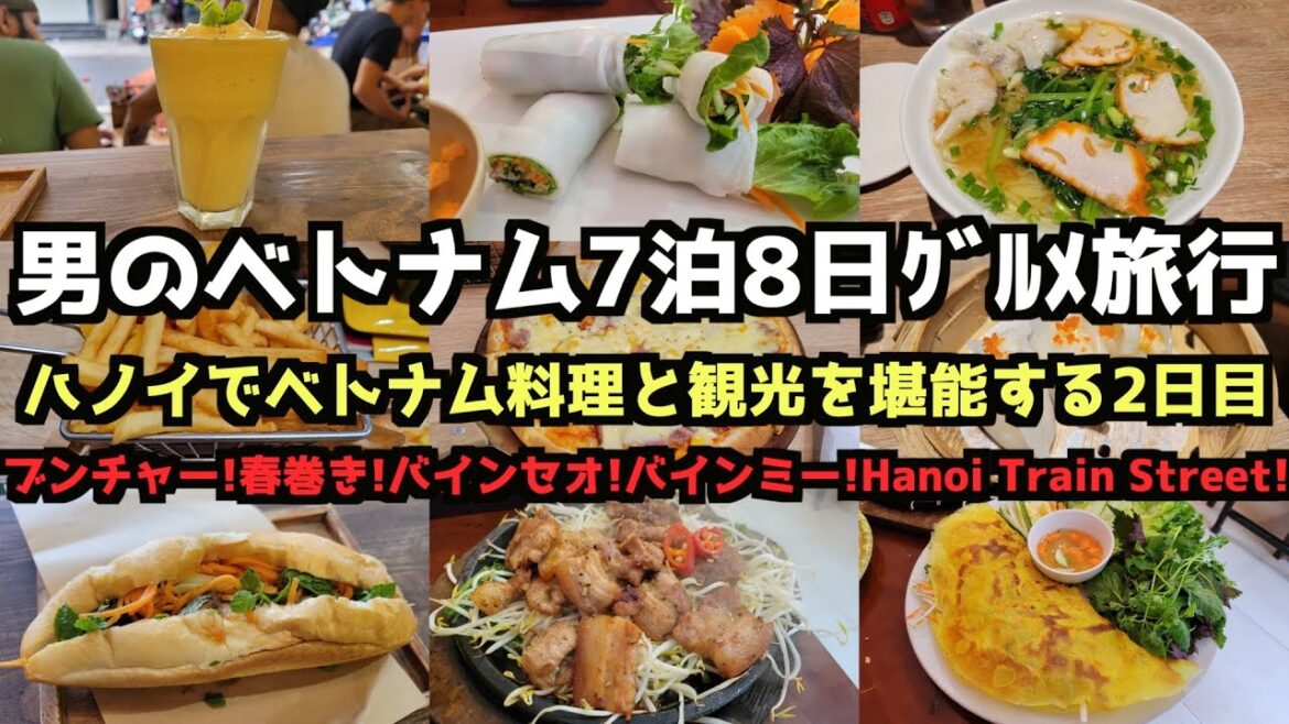 【ベトナムグルメ旅行2日目】ベトナム7日8日グルメ旅行4K　#ベトナム   #hanoi   #ハノイ観光 #Hanoitrainstreet
