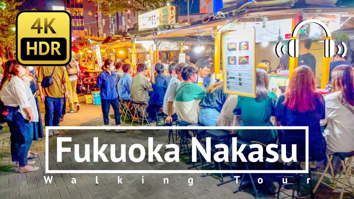 Fukuoka's Famous Food Stalls: Nakasu Walking Tour - Fukuoka Japan [4K/HDR/Binaural]