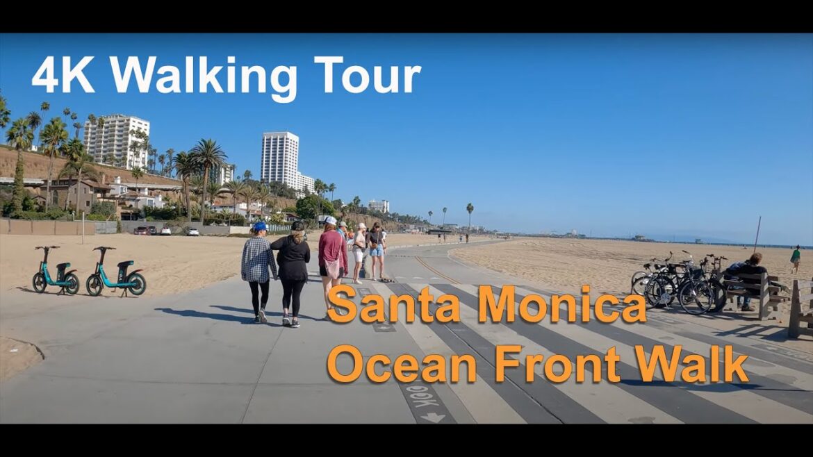 Walking Tour 4K Ambience | Santa Monica | Relaxing Music | Santa Monica Beach Daytime 4K | Scenic