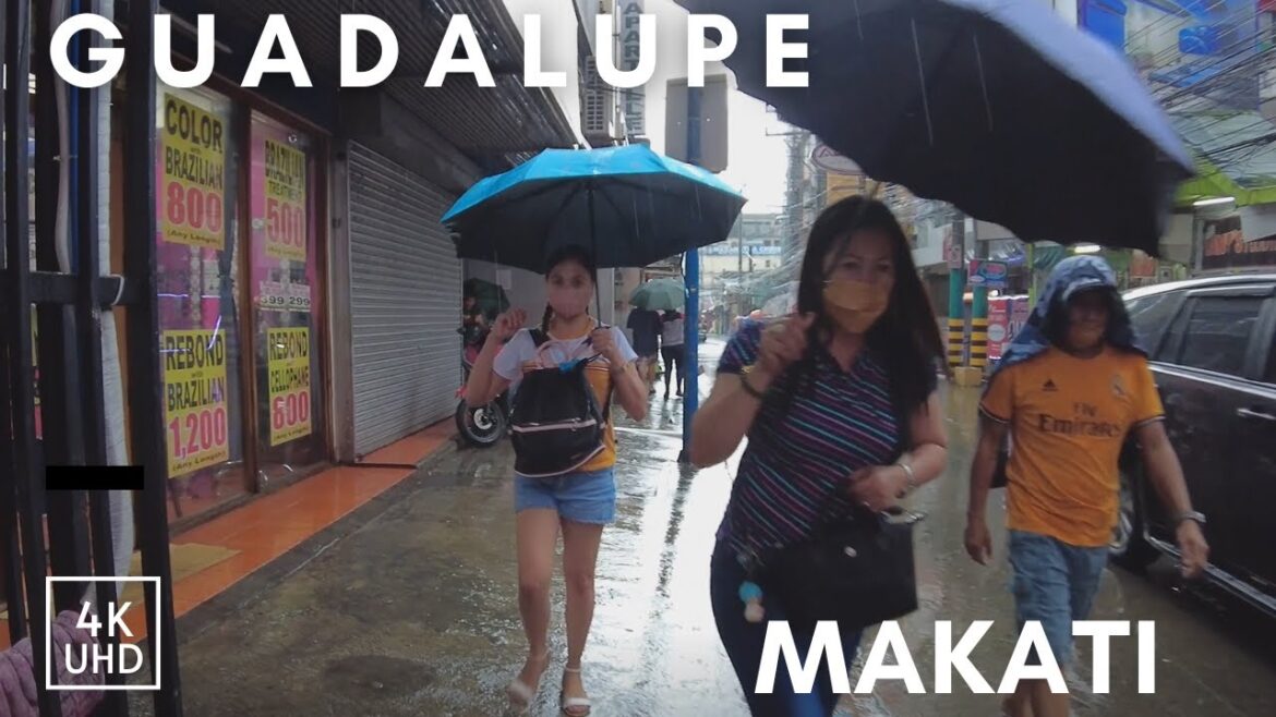 Real Scenes in Guadalupe Nuevo Makati Philippines | Rain Walking Tour | ASMR | 4K Ultra HD