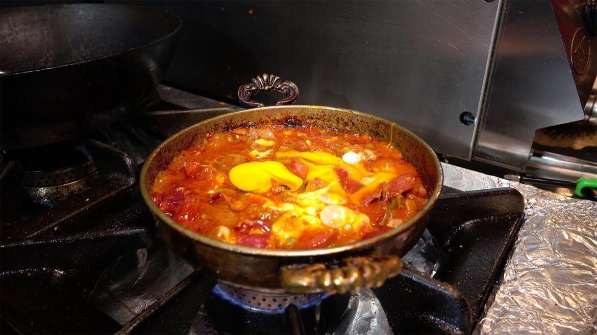 Amazing Turkish Menemen With Egg, Pastirma and Cheese | Turkish Street Foods