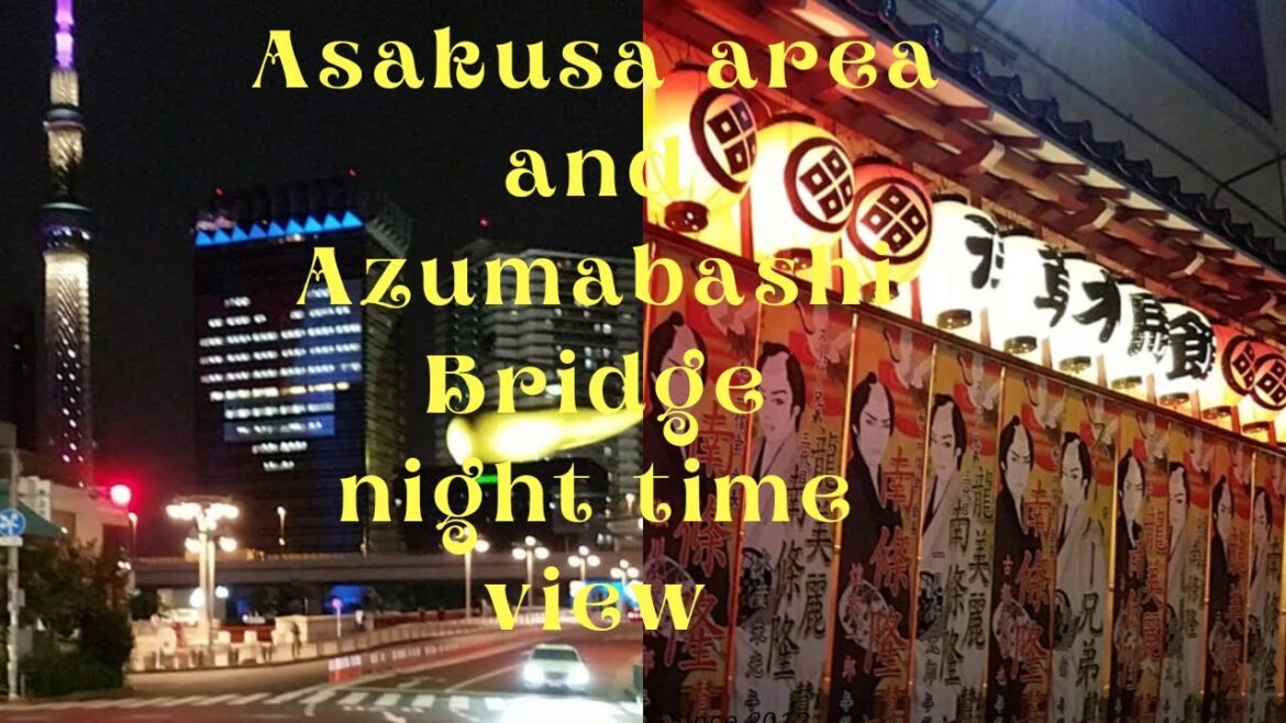 Asakusa area and Azumabashi Bridge night time